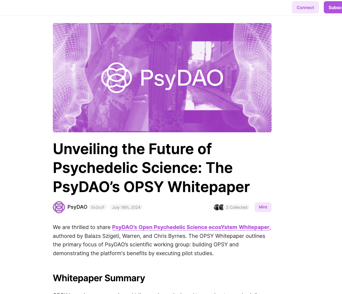 Unveiling the Future of Psychedelic Science: The PsyDAO’s OPSY Whitepaper