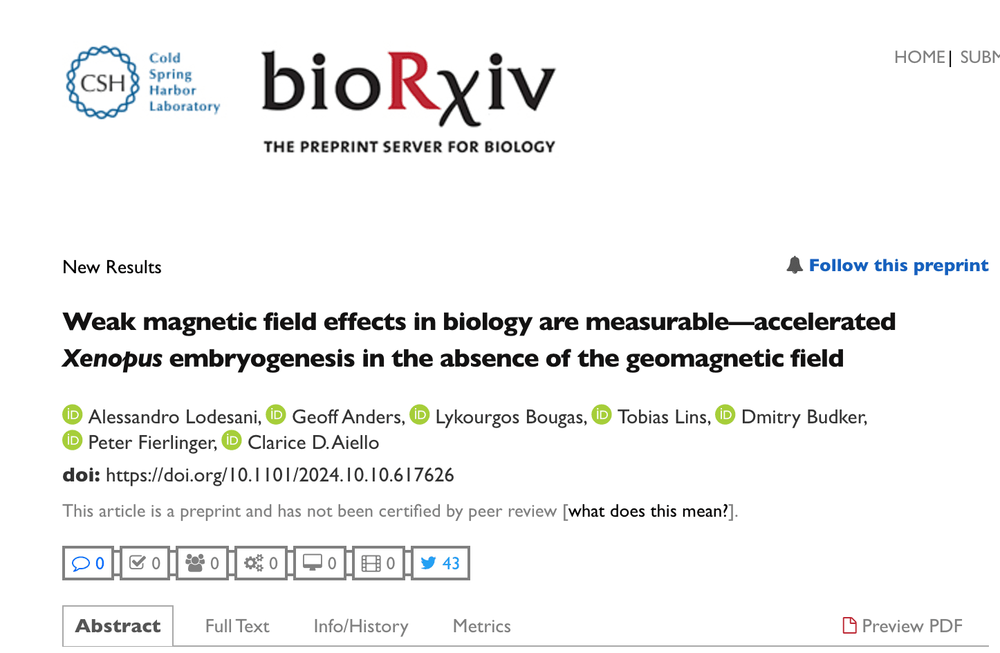 Weak magnetic field effects in biology are measurable—accelerated Xenopus embryogenesis in the absence of the geomagnetic field